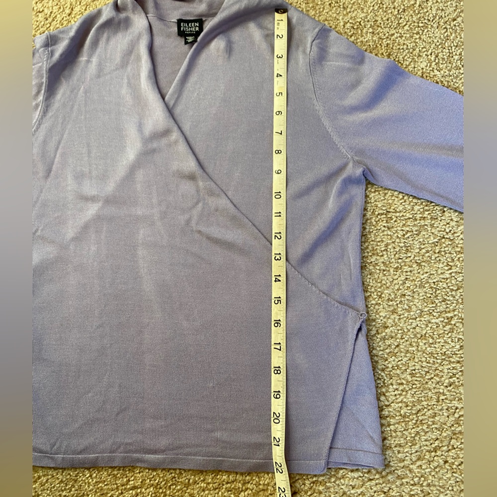 Eileen Fisher purple wrap waist blouse in size petite large. - Picture 12 of 16